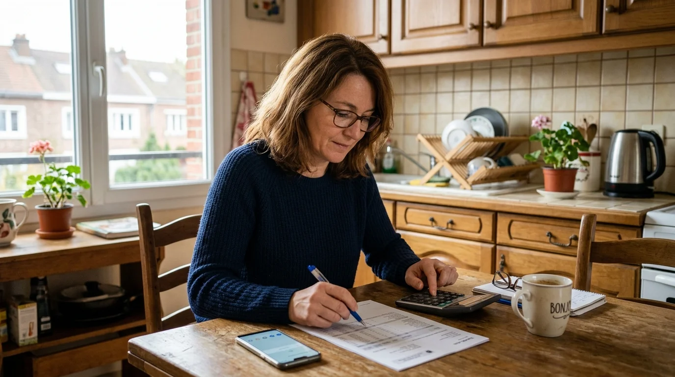 Une personne calcule son revenu fiscal de référence à la maison